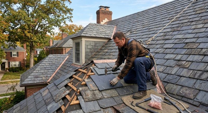 Slate Roof Repair in Wilton, CT
