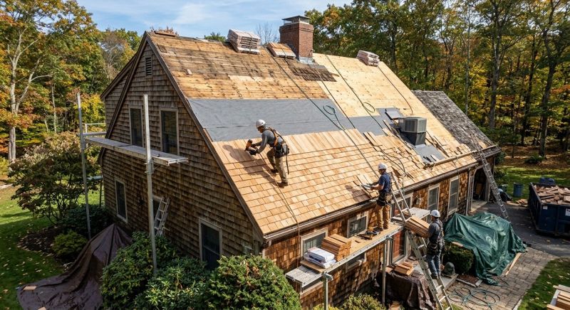 Wood Shingle Roof Replacement in Rye, NY